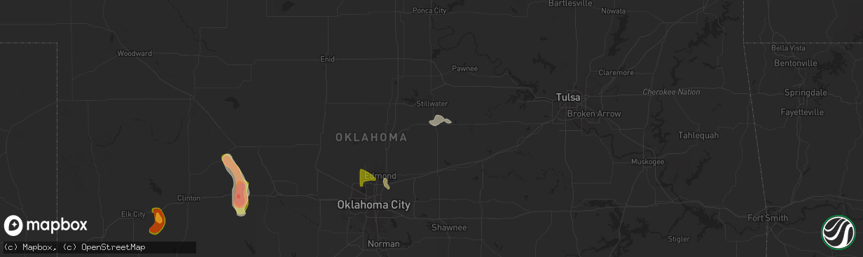 Hail map in Perkins, OK on June 14, 2025