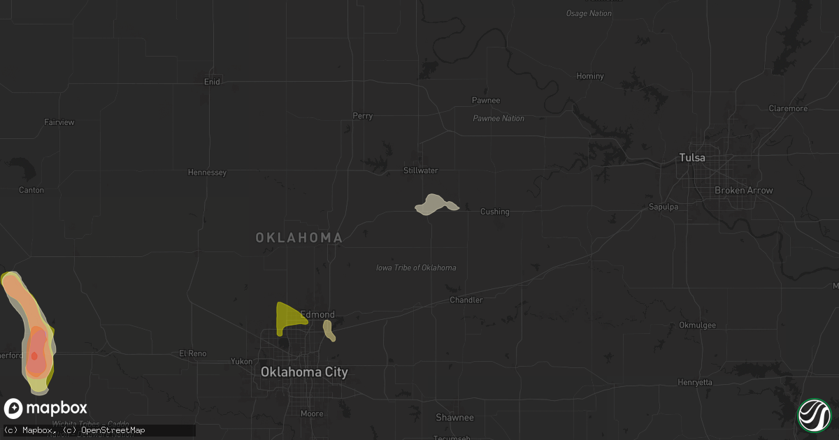 Hail map in Perkins, OK on June 14, 2025