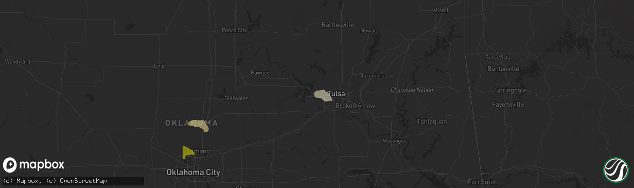 Hail map in Sand Springs, OK on June 14, 2025