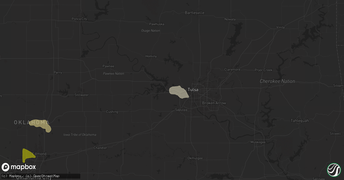 Hail map in Sand Springs, OK on June 14, 2025