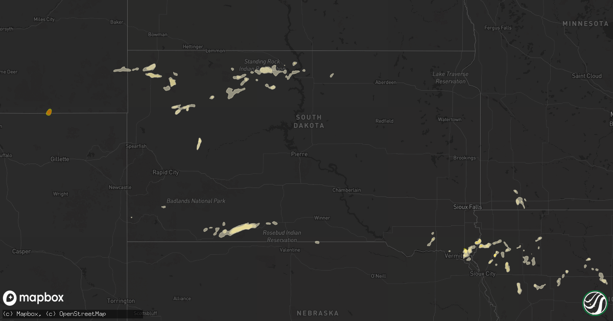Hail map in South Dakota on June 14, 2025