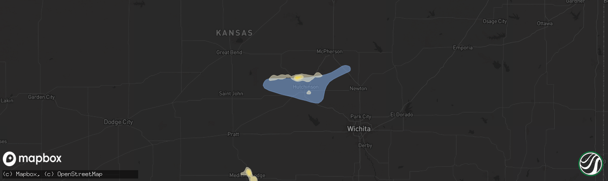 Hail map in South Hutchinson, KS on June 14, 2025