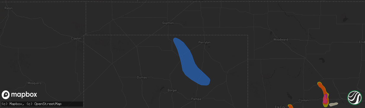 Hail map in Spearman, TX on June 14, 2025