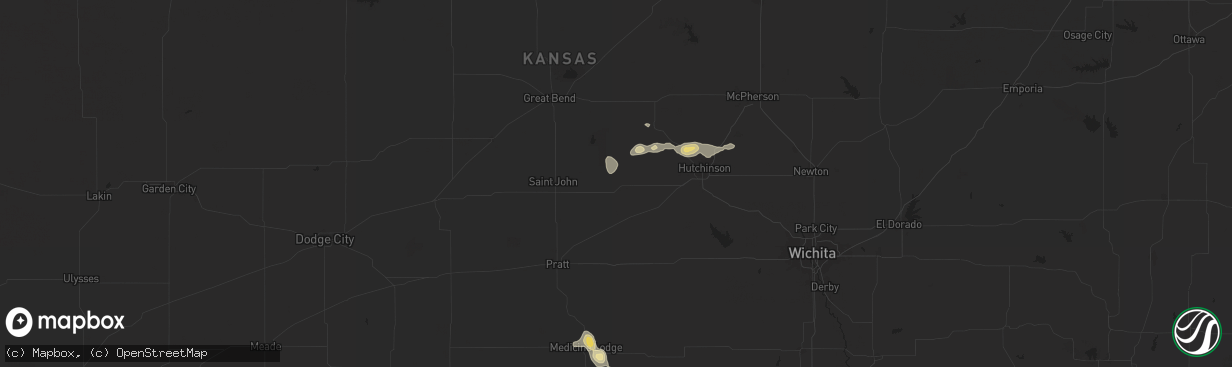 Hail map in Sylvia, KS on June 14, 2025