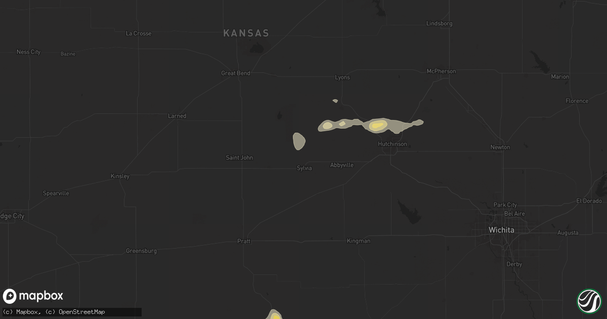 Hail map in Sylvia, KS on June 14, 2025