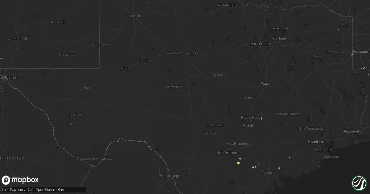 Hail map in Texas on June 14, 2025