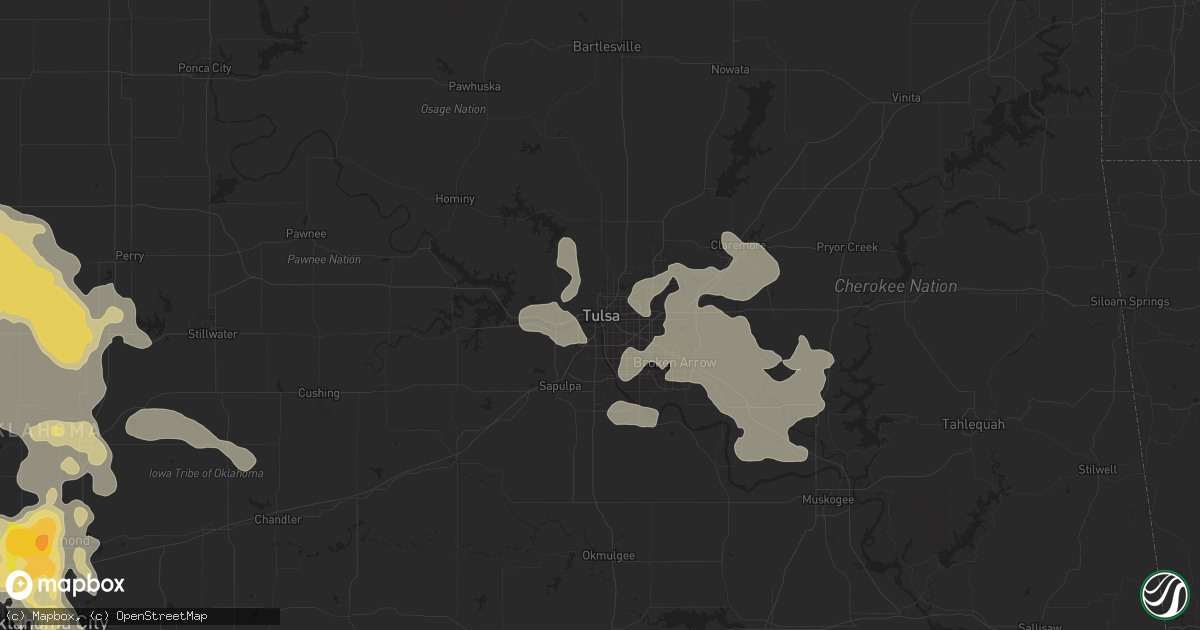 Hail map in Tulsa, OK on June 14, 2025
