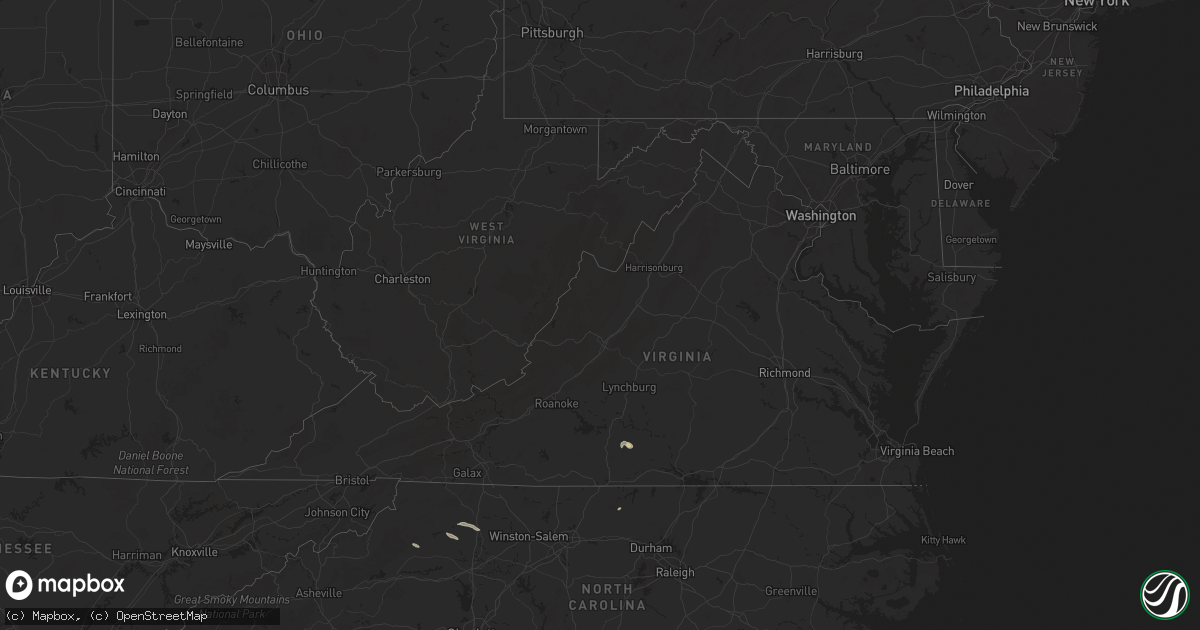 Hail map in Virginia on June 14, 2025