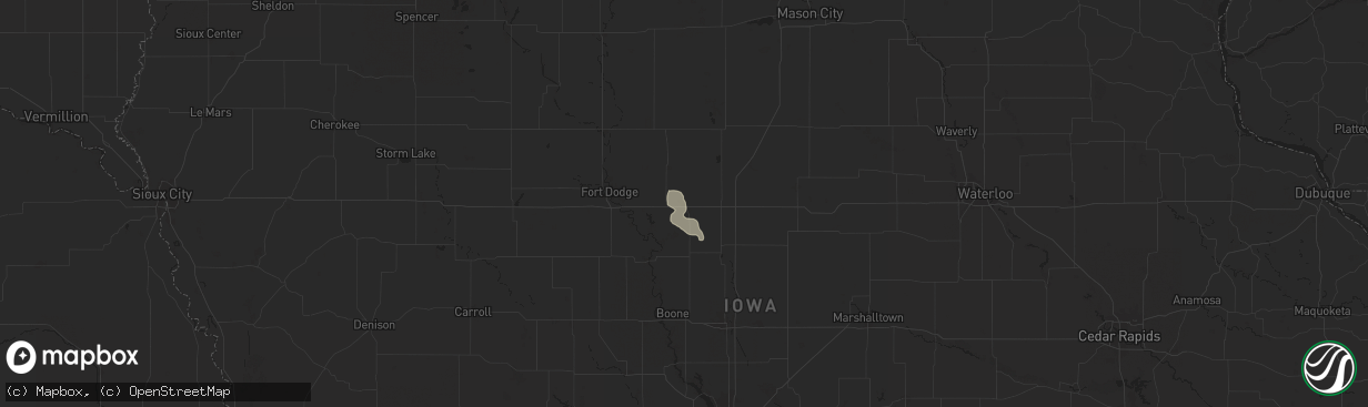 Hail map in Webster City, IA on June 14, 2025