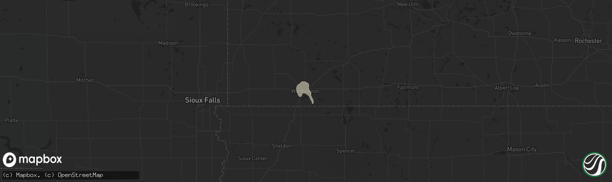 Hail map in Worthington, MN on June 14, 2025