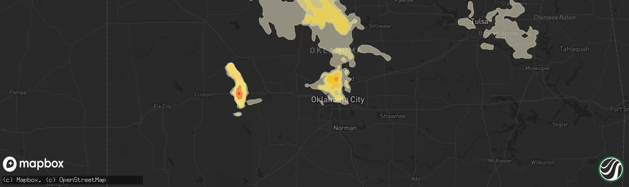 Hail map in Yukon, OK on June 14, 2025