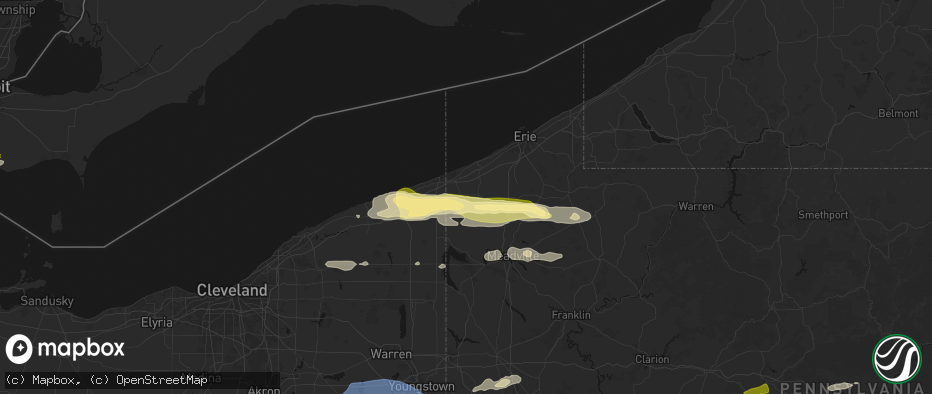 Hail map in Albion, PA on June 14, 2026
