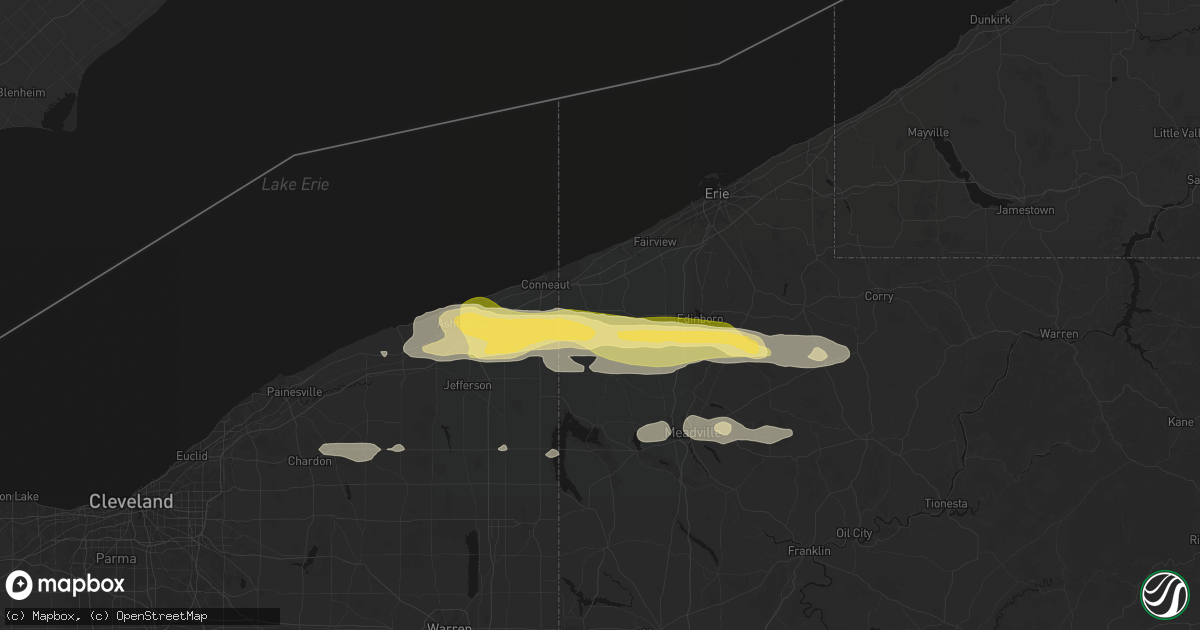 Hail map in Albion, PA on June 14, 2026