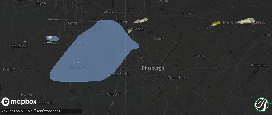 Hail map in Aliquippa, PA on June 14, 2026