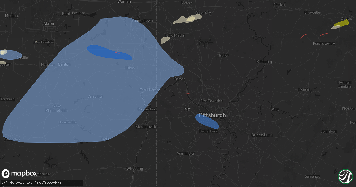 Hail map in Aliquippa, PA on June 14, 2026