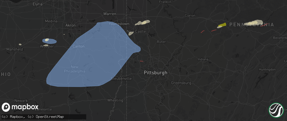 Hail map in Ambridge, PA on June 14, 2026