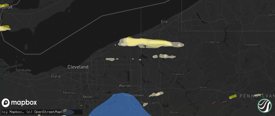 Hail map in Andover, OH on June 14, 2026