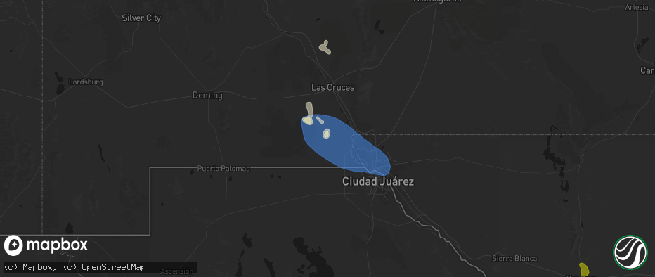 Hail map in Anthony, NM on June 14, 2026