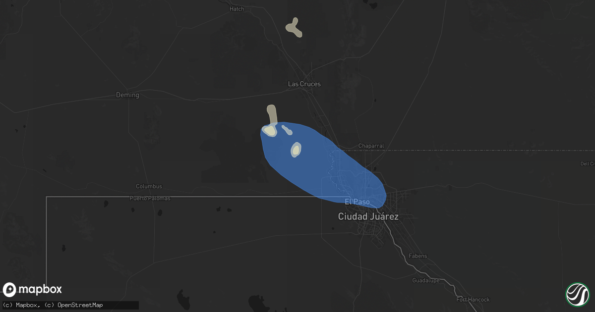 Hail map in Anthony, NM on June 14, 2026