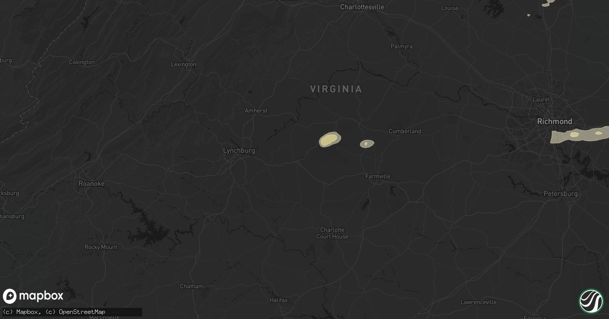 Hail map in Appomattox, VA on June 14, 2026