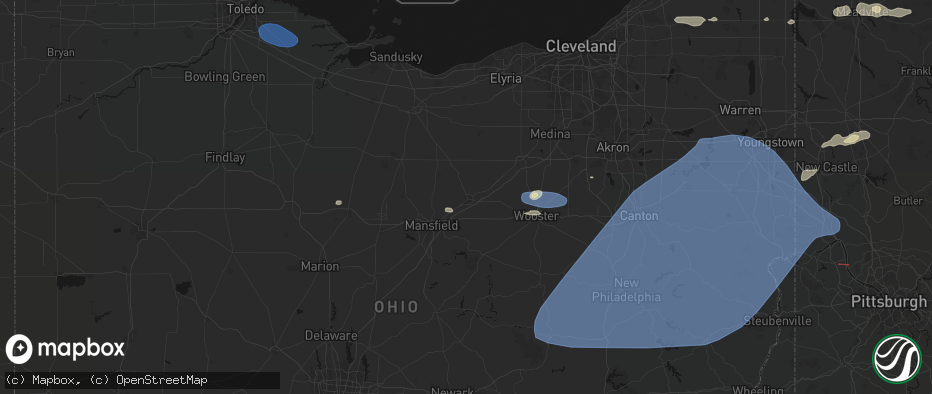 Hail map in Ashland, OH on June 14, 2026