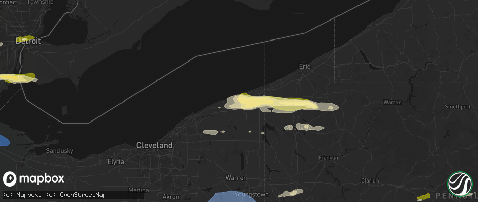 Hail map in Ashtabula, OH on June 14, 2026