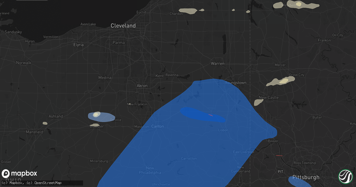 Hail map in Atwater, OH on June 14, 2026