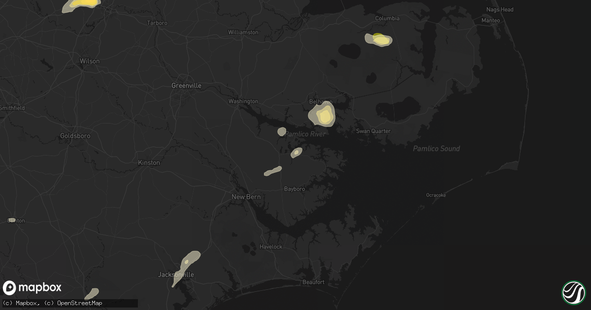 Hail map in Aurora, NC on June 14, 2026