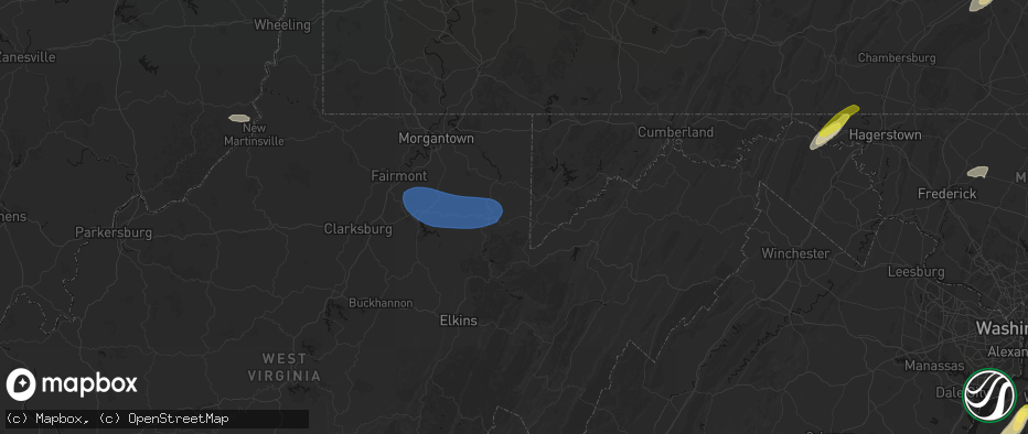Hail map in Aurora, WV on June 14, 2026
