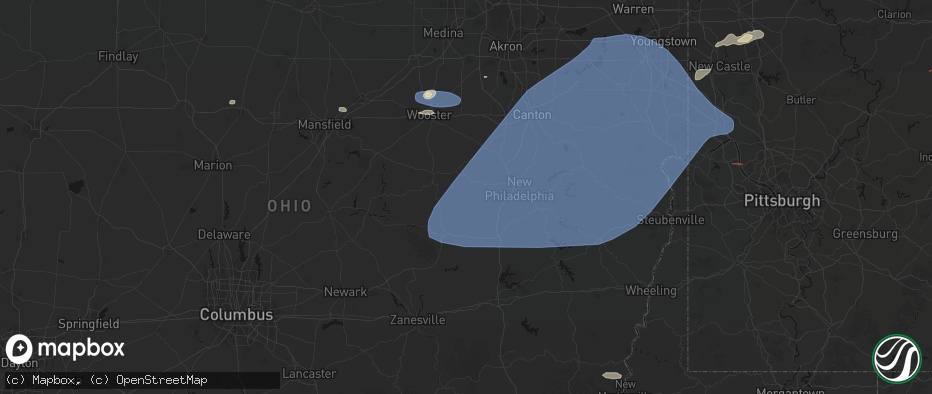Hail map in Baltic, OH on June 14, 2026