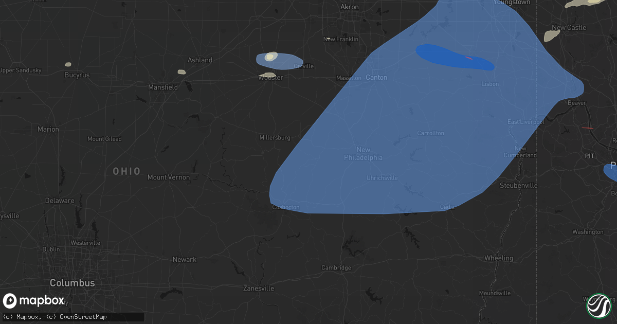 Hail map in Baltic, OH on June 14, 2026