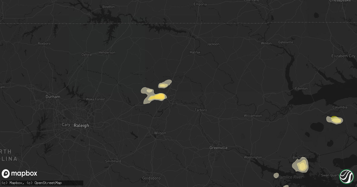 Hail map in Battleboro, NC on June 14, 2026