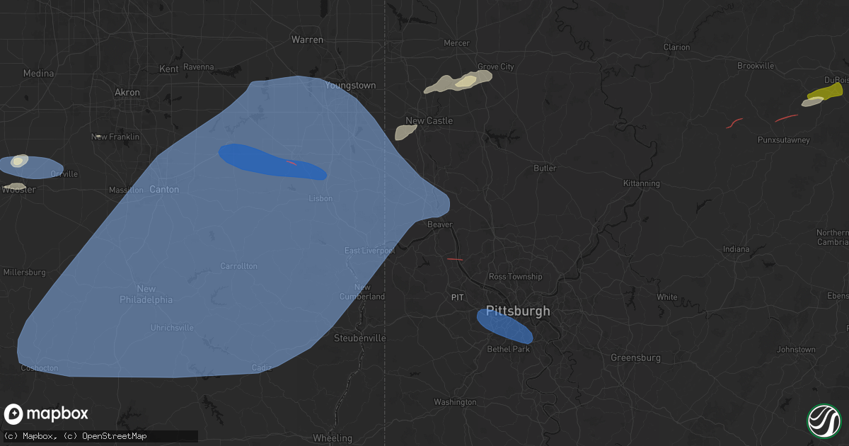 Hail map in Beaver, PA on June 14, 2026