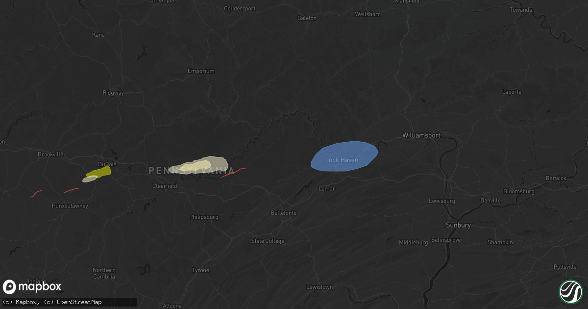 Hail map in Beech Creek, PA on June 14, 2026
