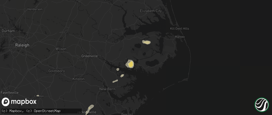 Hail map in Belhaven, NC on June 14, 2026