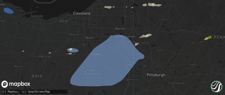 Hail map in Beloit, OH on June 14, 2026