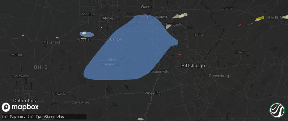 Hail map in Bergholz, OH on June 14, 2026