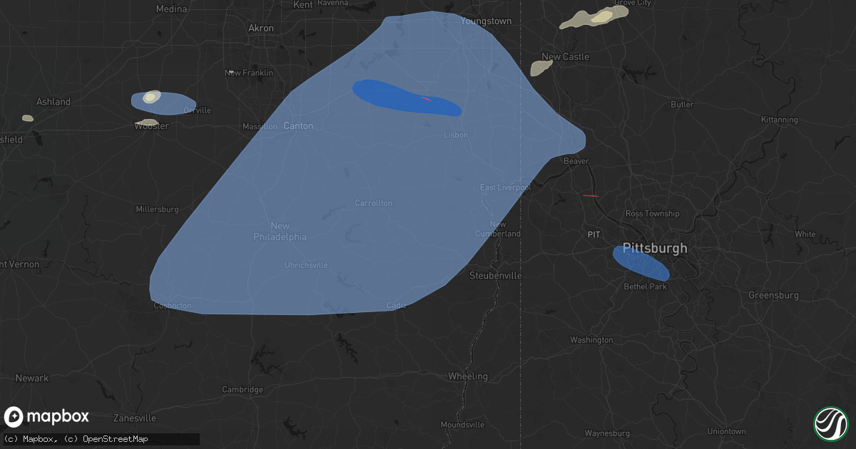 Hail map in Bergholz, OH on June 14, 2026