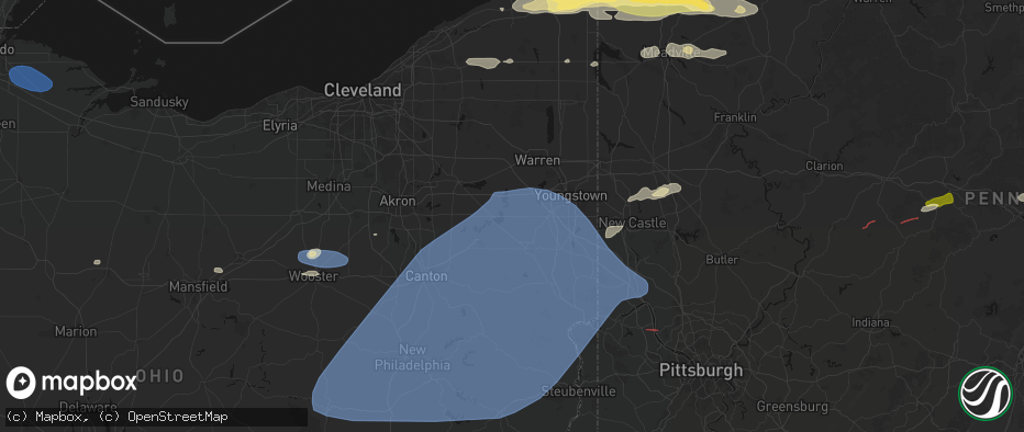 Hail map in Berlin Center, OH on June 14, 2026