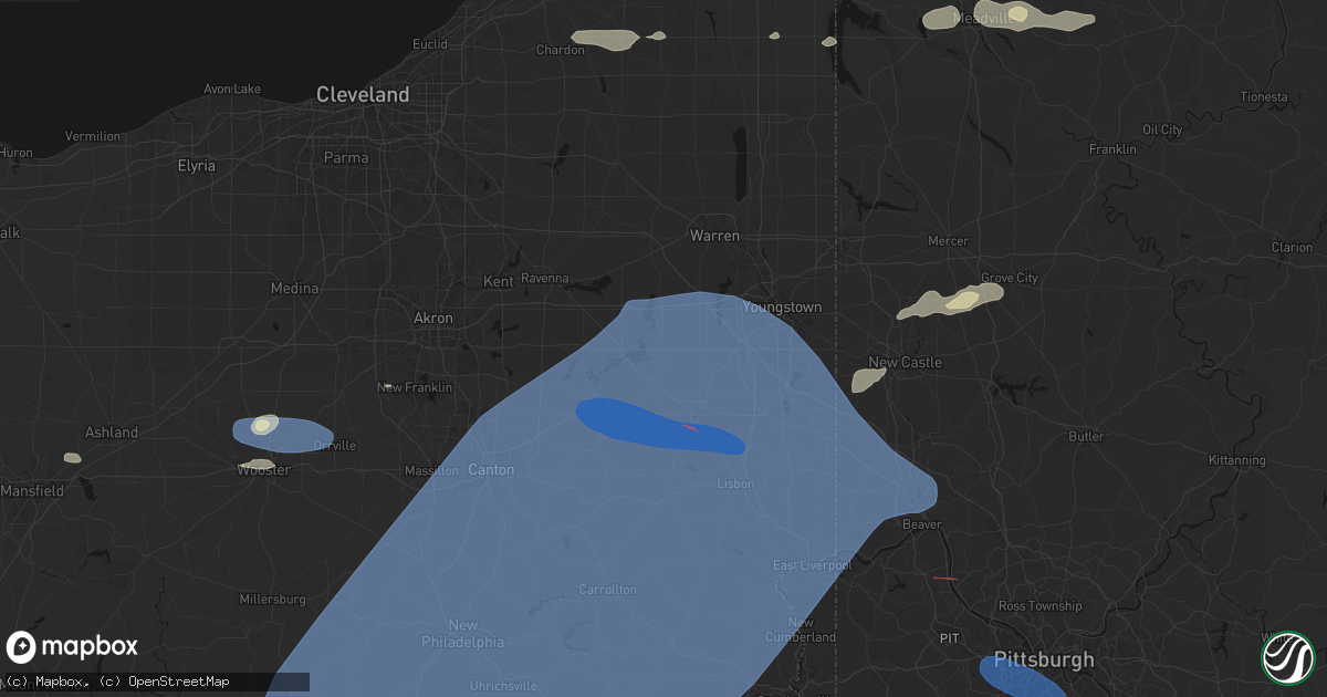 Hail map in Berlin Center, OH on June 14, 2026