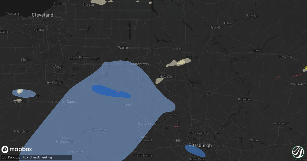 Hail map in Bessemer, PA on June 14, 2026