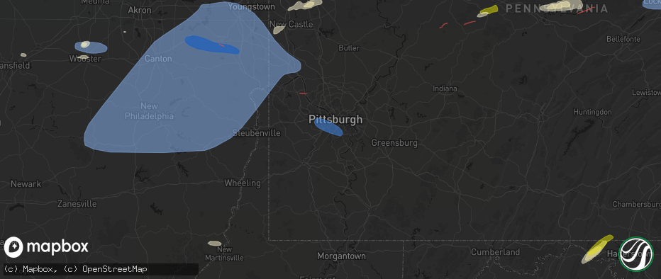 Hail map in Bethel Park, PA on June 14, 2026
