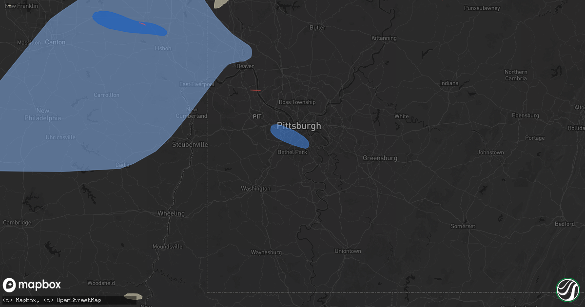 Hail map in Bethel Park, PA on June 14, 2026