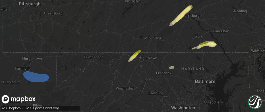 Hail map in Big Pool, MD on June 14, 2026