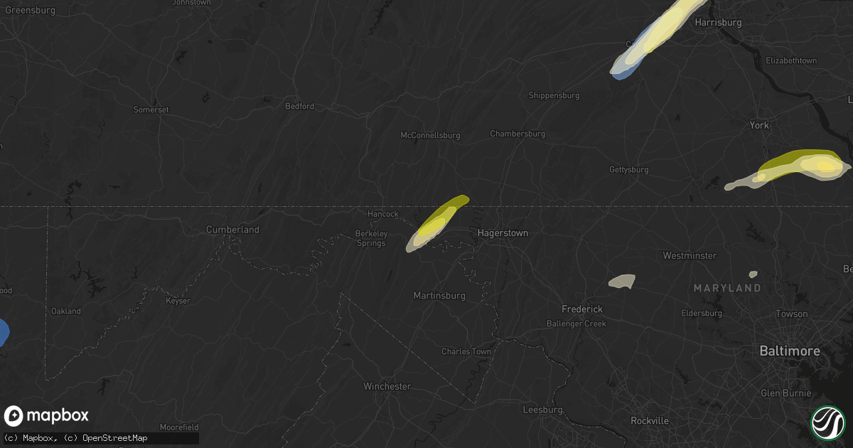 Hail map in Big Pool, MD on June 14, 2026