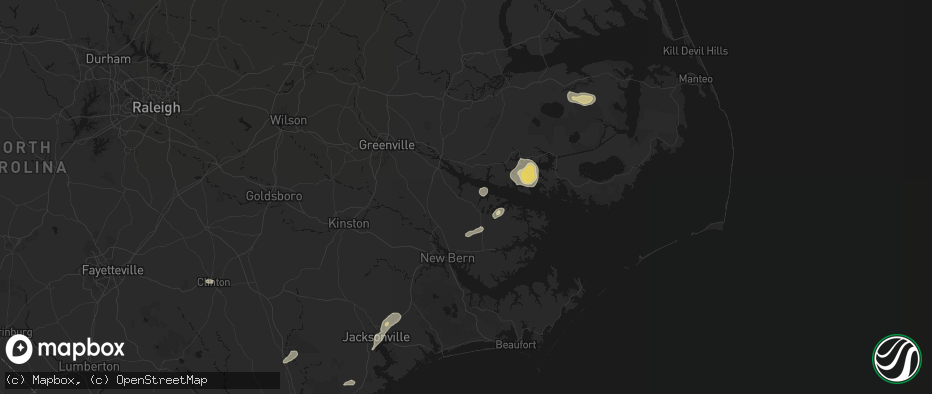 Hail map in Blounts Creek, NC on June 14, 2026