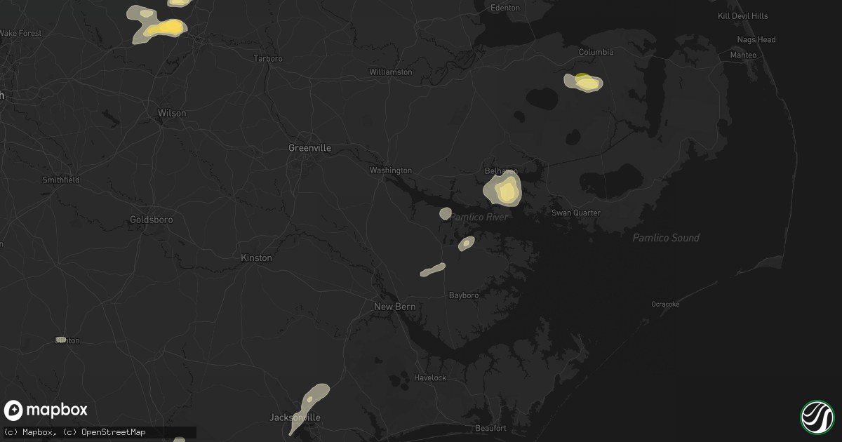 Hail map in Blounts Creek, NC on June 14, 2026
