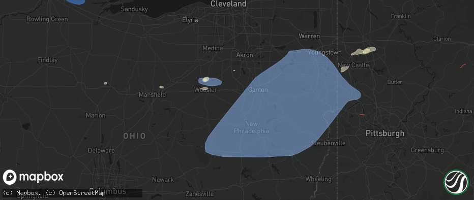 Hail map in Brewster, OH on June 14, 2026