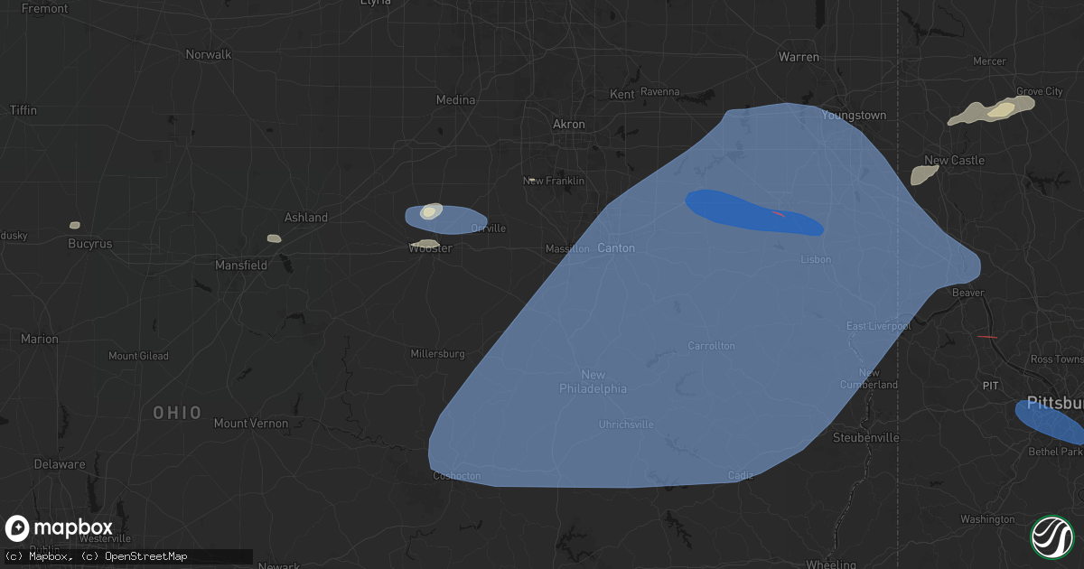 Hail map in Brewster, OH on June 14, 2026