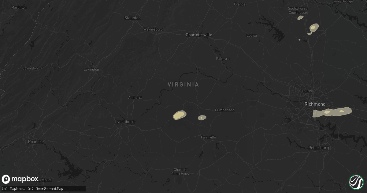 Hail map in Buckingham, VA on June 14, 2026